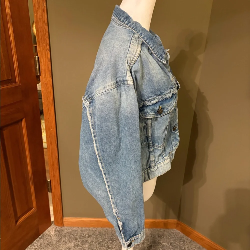 Free People Light Blue Washed Denim Jacket - Picture 4 of 5